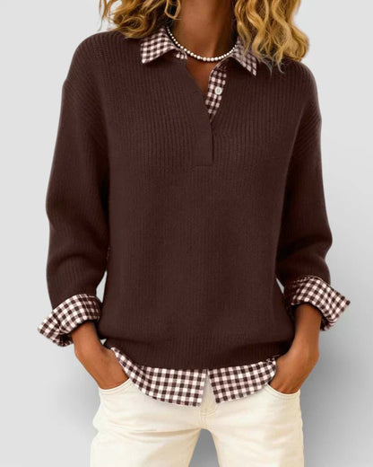Tavessa | Knit Sweater Checkered Shirt - Alira - Boutique