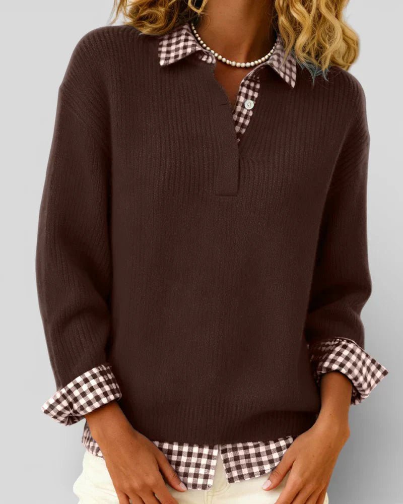 Tavessa | Knit Sweater Checkered Shirt - Alira - Boutique