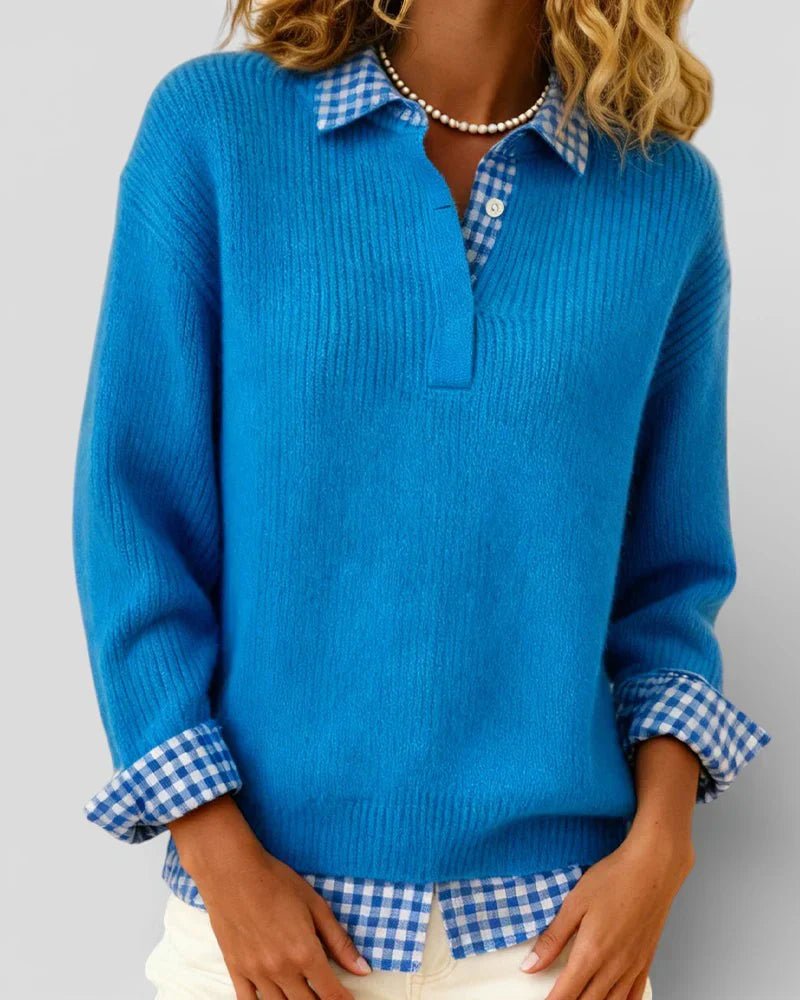 Tavessa | Knit Sweater Checkered Shirt - Alira - Boutique