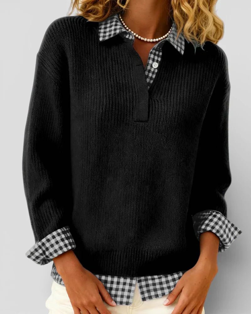 Tavessa | Knit Sweater Checkered Shirt - Alira - Boutique