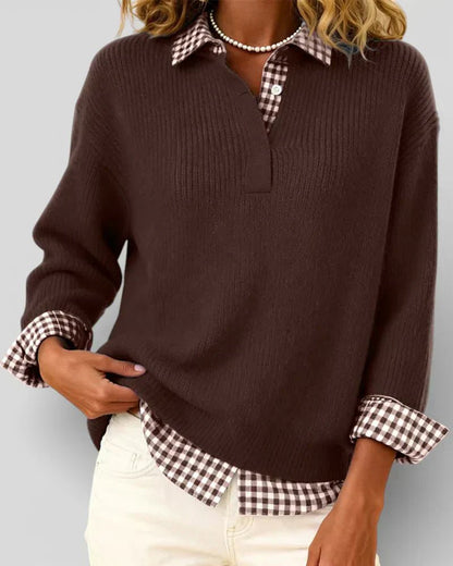 Tavessa | Knit Sweater Checkered Shirt - Alira - Boutique
