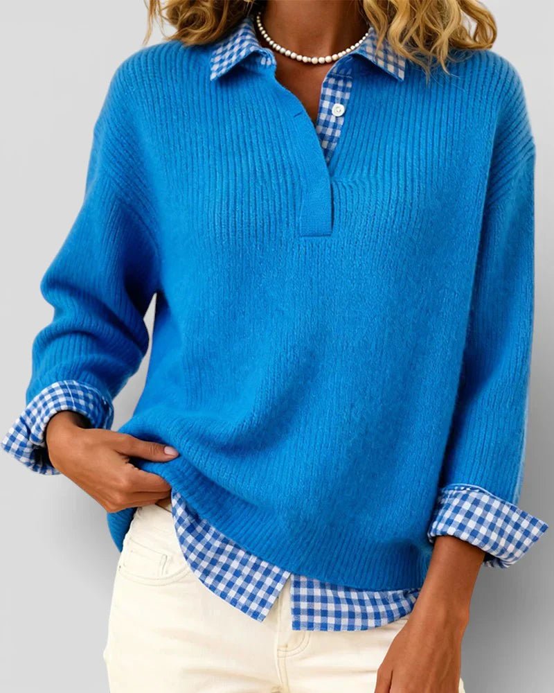 Tavessa | Knit Sweater Checkered Shirt - Alira - Boutique