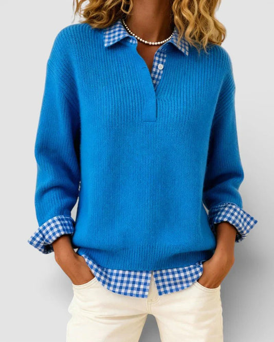 Tavessa | Knit Sweater Checkered Shirt - Alira - Boutique