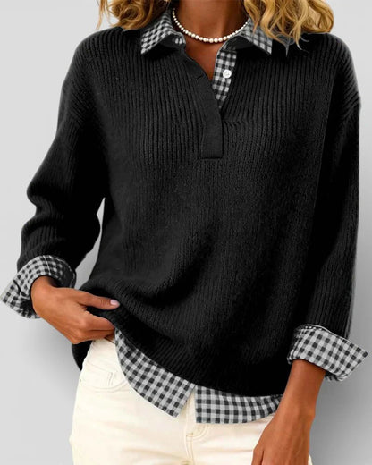Tavessa | Knit Sweater Checkered Shirt - Alira - Boutique