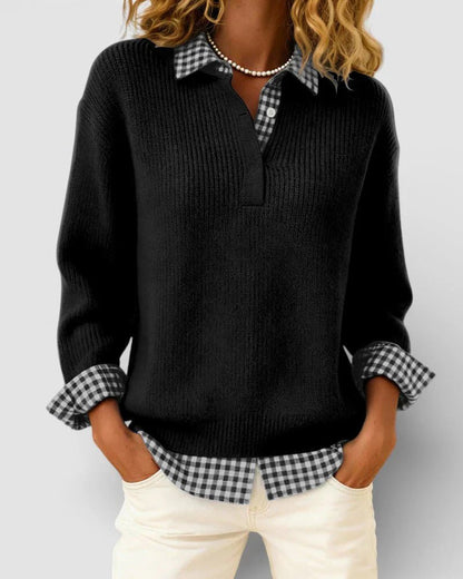 Tavessa | Knit Sweater Checkered Shirt - Alira - Boutique