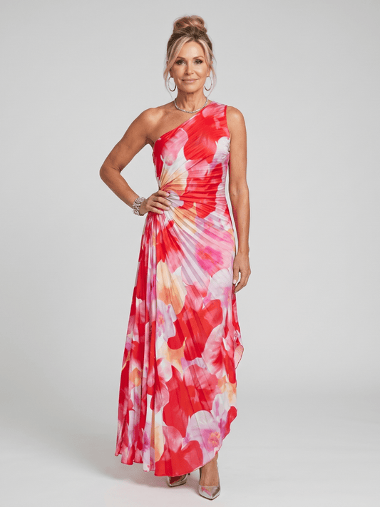 Taya™ One Shoulder Pleated Bodice Midi Dress - Alira - Boutique