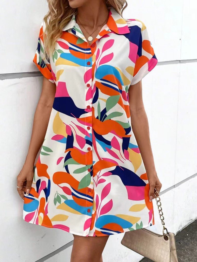 Tiana - Printed Button Down Dress - Alira - Boutique