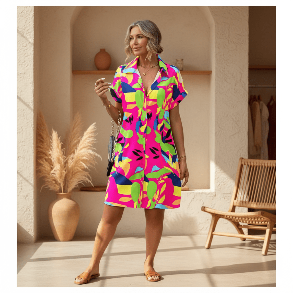 Tiana - Printed Button Down Dress - Alira - Boutique