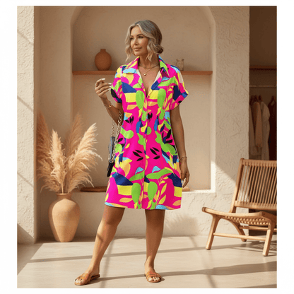 Tiana - Printed Button Down Dress - Alira - Boutique