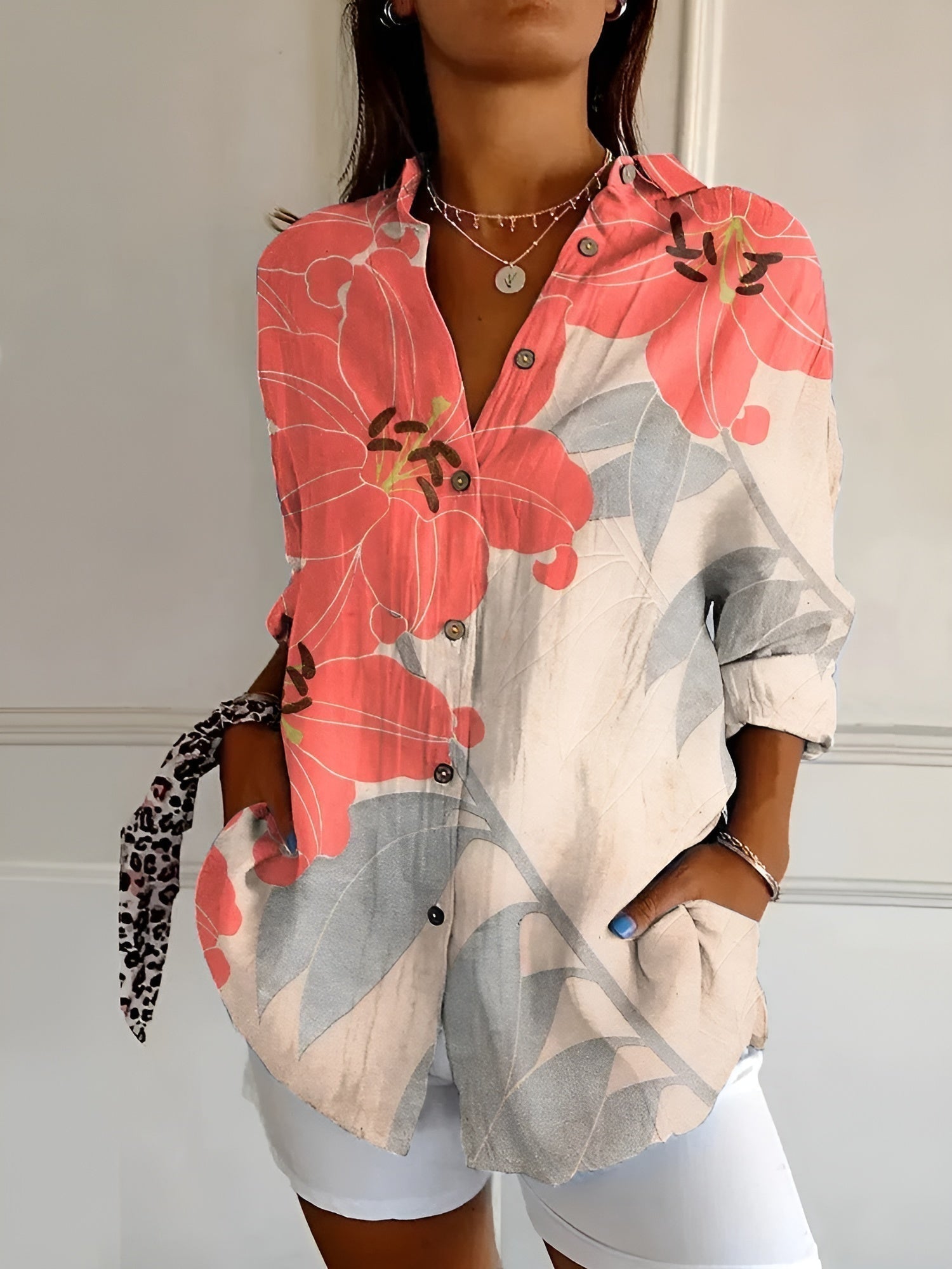 Orange /Gray Flower / 5XL