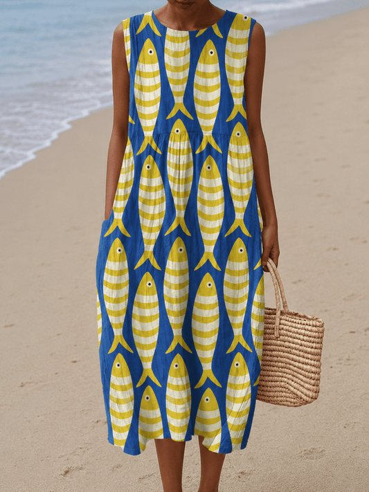 Victoria - Women's Sleeveless Printed Midi Dress - Alira - Boutique
