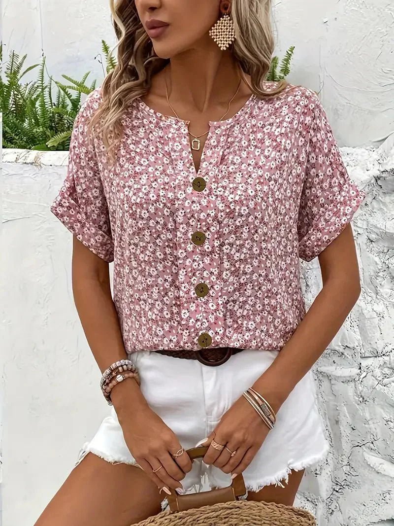 Wolena | Wildflower Notch Blouse - Alira - Boutique