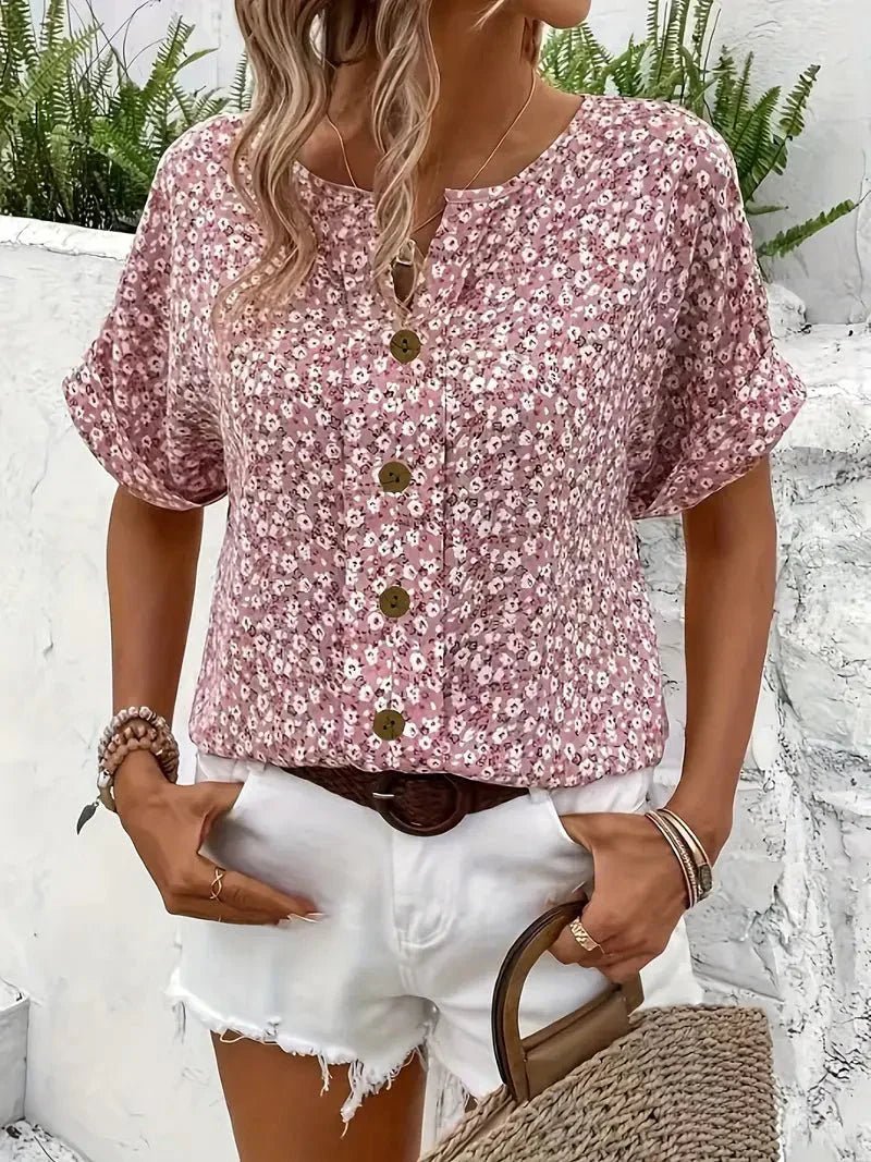 Wolena | Wildflower Notch Blouse - Alira - Boutique