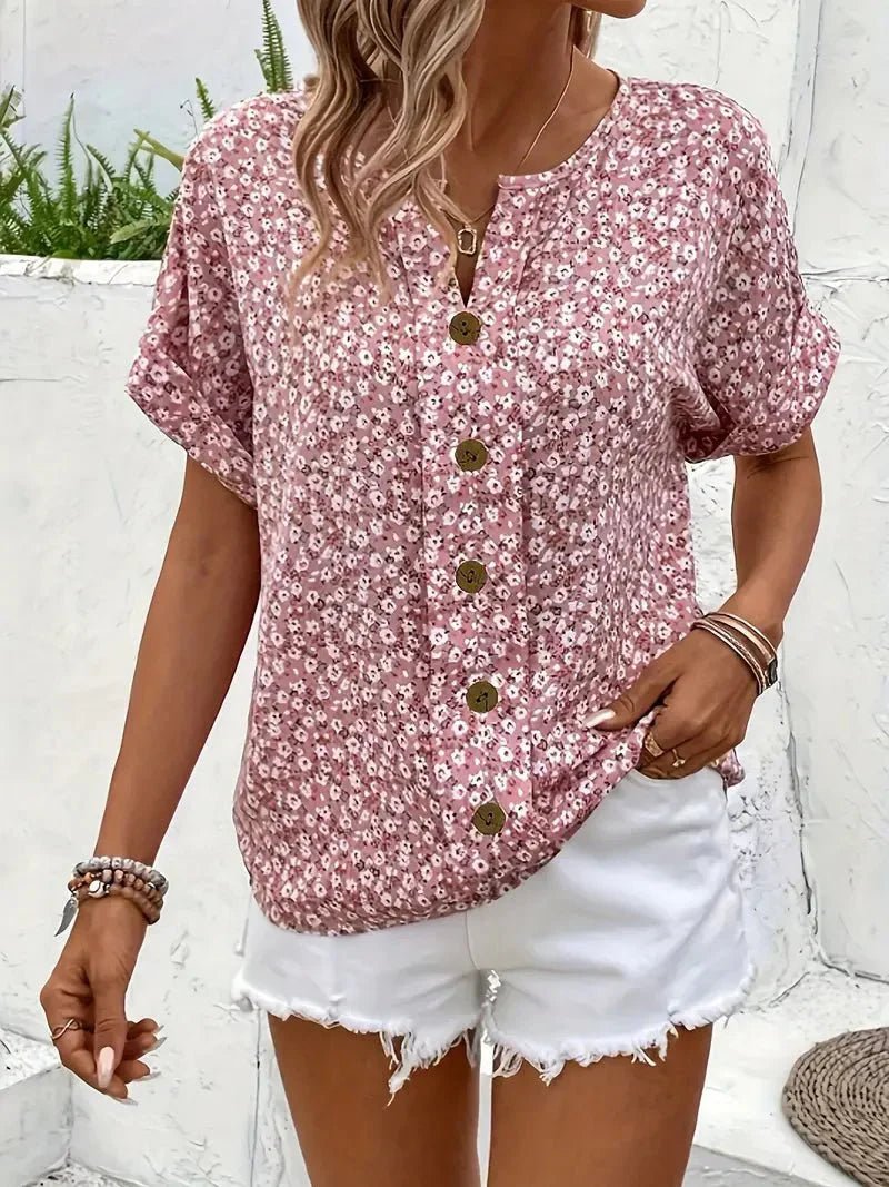 Wolena | Wildflower Notch Blouse - Alira - Boutique