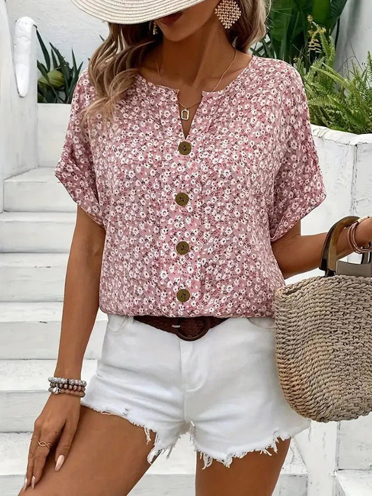 Wolena | Wildflower Notch Blouse - Alira - Boutique