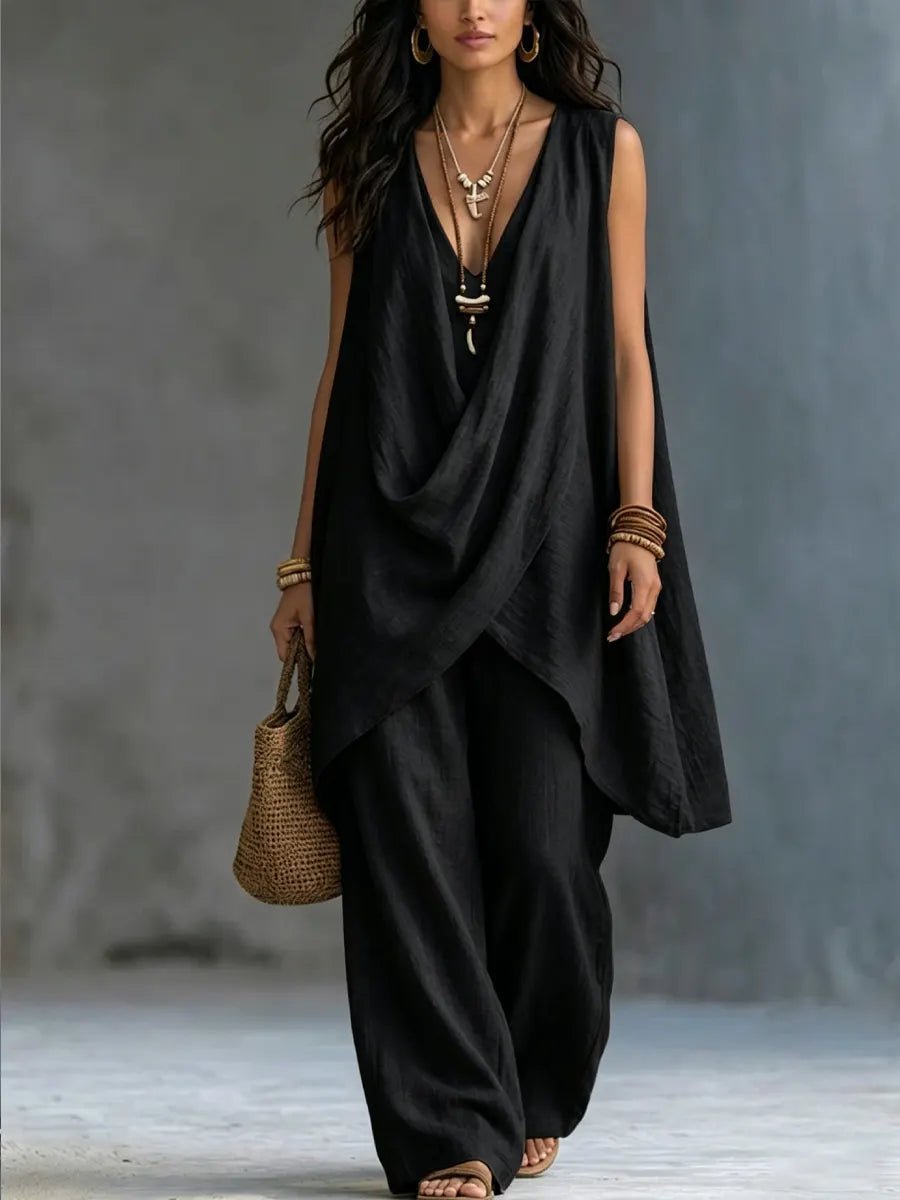 Women's Bohemian Style Loose Cotton And Linen Set - Alira - Boutique