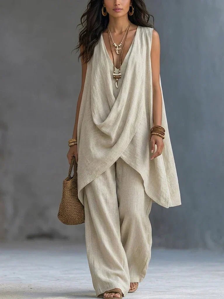 Women's Bohemian Style Loose Cotton And Linen Set - Alira - Boutique