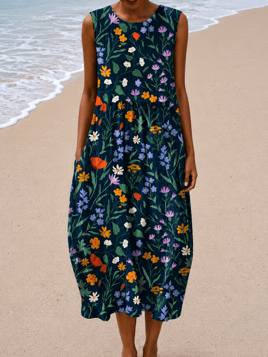 Zoe - Women’s Sleeveless Relaxed Fit Midi Dress - Alira - Boutique